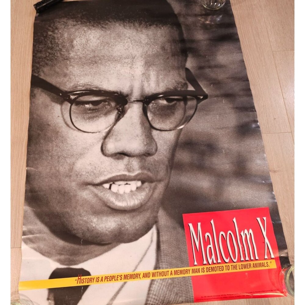 Malcolm X Black & White Photo 1997 Poster Wall Art Vintage 90s 36" x 24" Approx